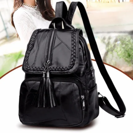 New Fashion Leisure Women's Simple Backpack Travel Soft Pu Leather Handbag Shoulder Bags for Women Girls School Bag