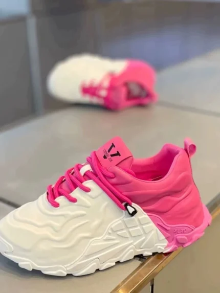 Rosy Pink And White Sneakers Girly Sports Shoes Y2K