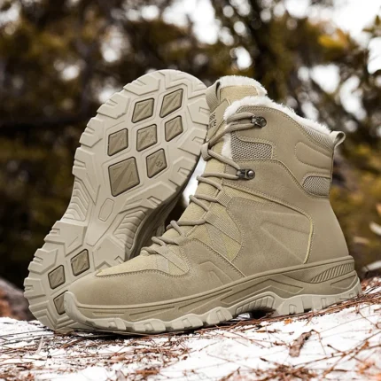 Men's Snow Boots Anti Slip Wear-resistant Combat Military Boots Outdoor Camping Hiking Hunting and Plush Hiking Mountaineering