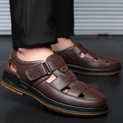 Summer New Comfort Men Sandals Genuine Leather Business Casual Shoes Outdoor Men Leather Sandals for Men Breathable Beach Shoes